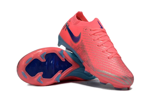 Nike Rose Bleu Chaussures de football à coupe basse en maille supérieure col à ajustement dynamique terrain ferme 2