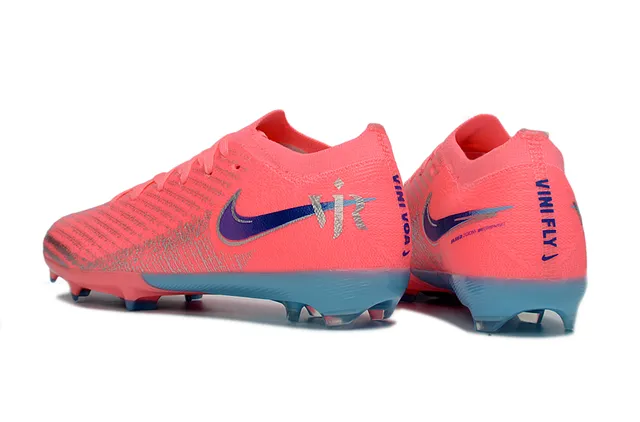 Nike Rose Bleu Chaussures de football à coupe basse en maille supérieure col à ajustement dynamique terrain ferme 4