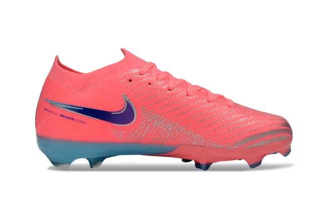 Nike Rose Bleu Chaussures de football à coupe basse en maille supérieure col à ajustement dynamique terrain ferme 5