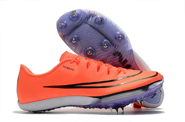Nike Pink Orange Flyweave Upper Spike Plate Running Shoes 2