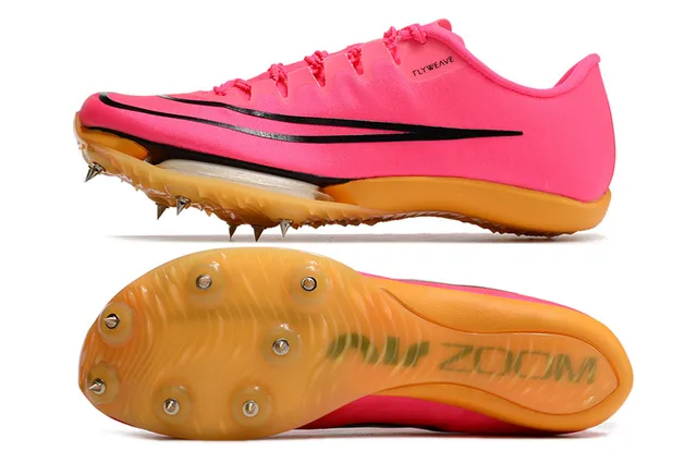 Nike Pink Orange Flyweave Upper Spike Plate Running Shoes 8
