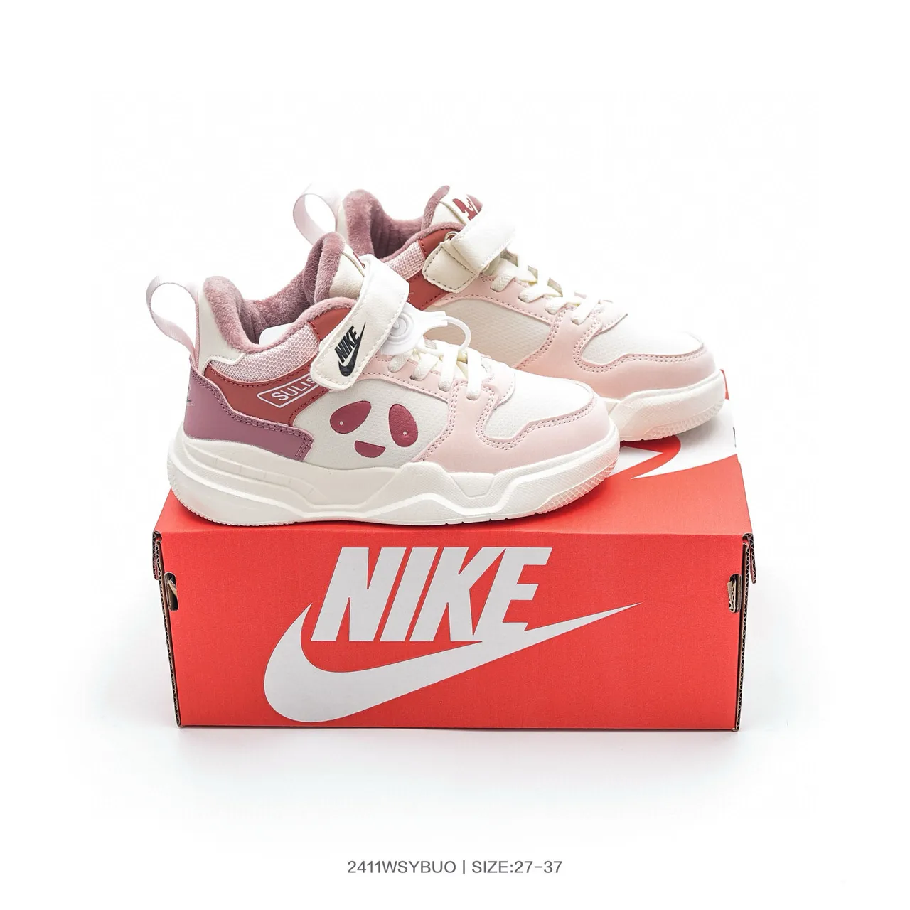Nike Pink White High-Top Velcro Strap Chunky Sneakers 4