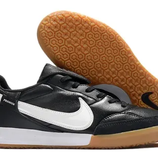 Nike Premier Black White Low-Top Leather Upper Indoor Soccer Shoes