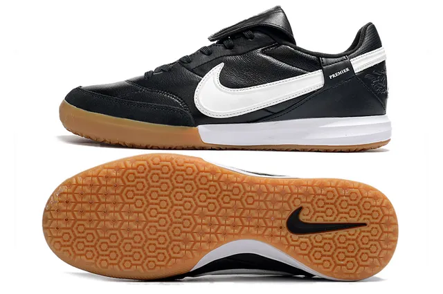 Nike Premier Noir Blanc Chaussures de Football Indoor à Tige Cuir Basse 2