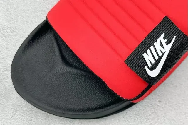 Nike Red Black Single-Strap Ribbed Upper Slippers 4