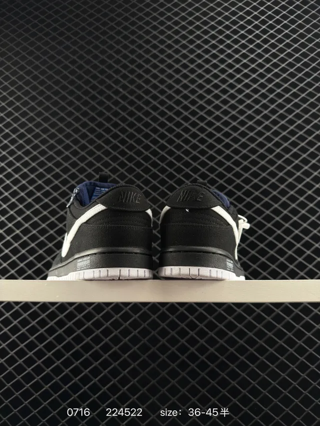 Nike SB Dunk Low 黑白 帆布 滑板鞋 4