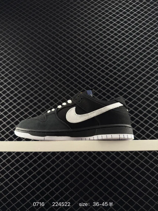 Nike SB Dunk Low 黑白 帆布 滑板鞋 6