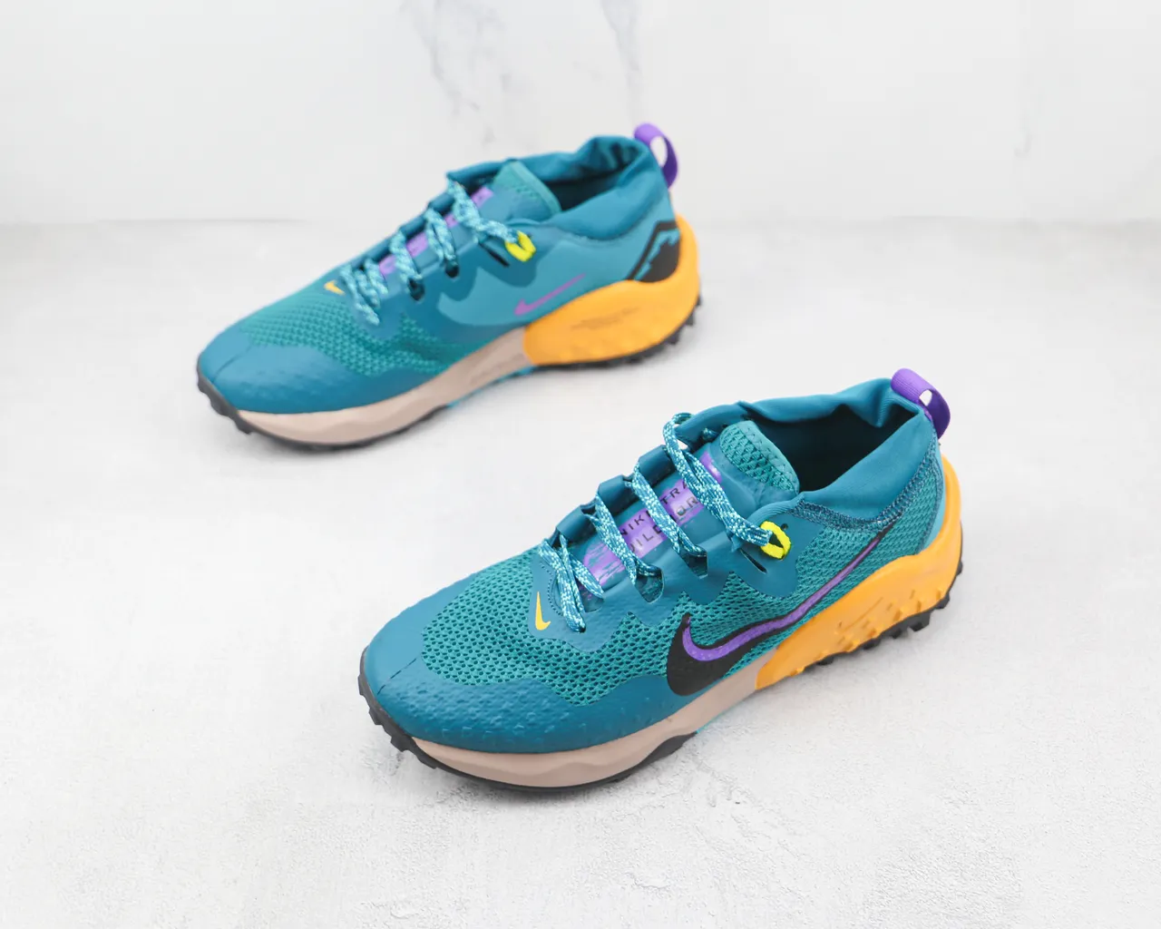 Nike Teal Purple Yellow Trail Running Shoes 4