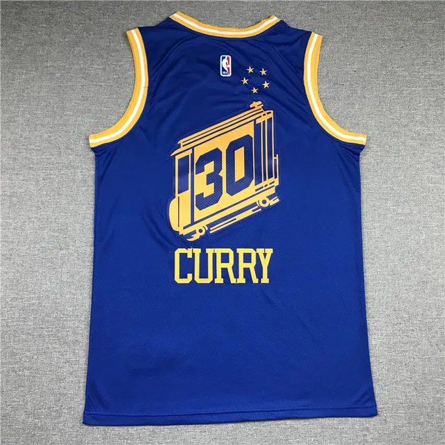 Nike The CITY Golden State Warriors Stephen Curry #30 Camisola Azul e Dourado 2