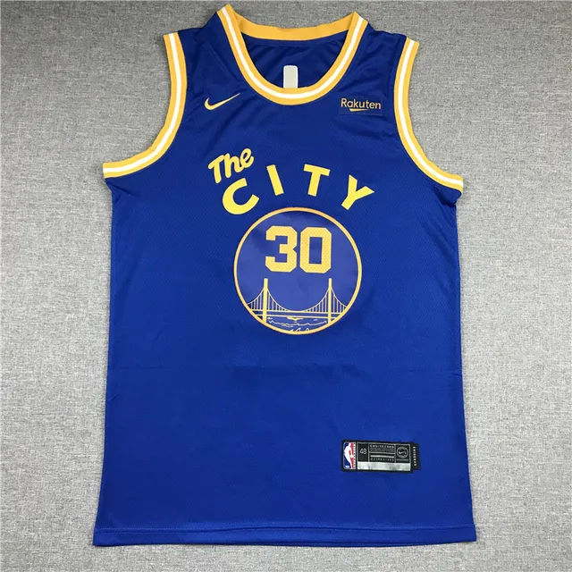 Nike The CITY Golden State Warriors Stephen Curry #30 Camisola Azul e Dourado 3