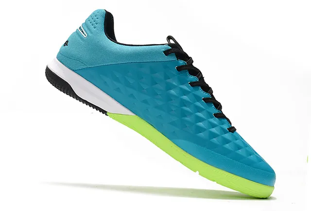 Nike Tiempo Legend Azul Verde Superior Acólchada en Diamante Panel Lateral Perforado Zapatos de Fútbol Indoor 2
