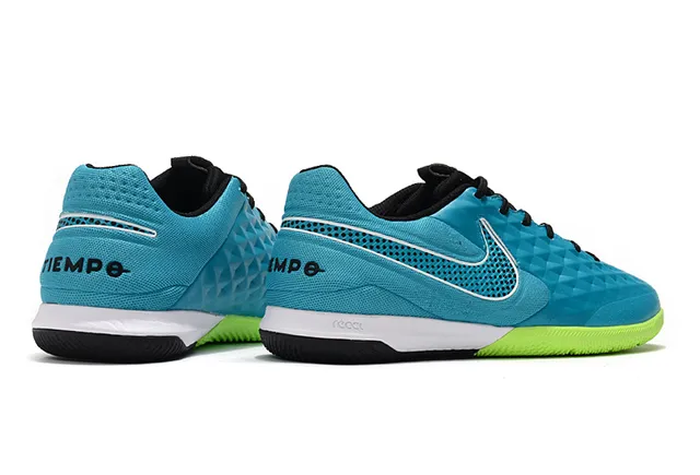 Nike Tiempo Legend Azul Verde Superior Acólchada en Diamante Panel Lateral Perforado Zapatos de Fútbol Indoor 5