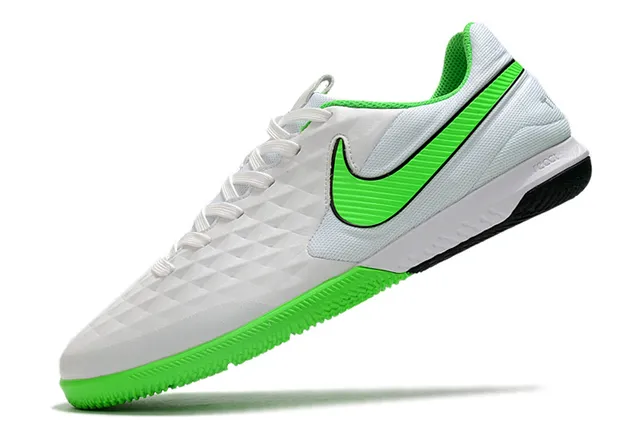 Nike Tiempo Legend Azul Verde Superior Acólchada en Diamante Panel Lateral Perforado Zapatos de Fútbol Indoor 9