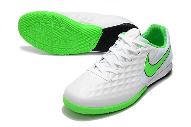 Nike Tiempo Legend Azul Verde Superior Acólchada en Diamante Panel Lateral Perforado Zapatos de Fútbol Indoor 10