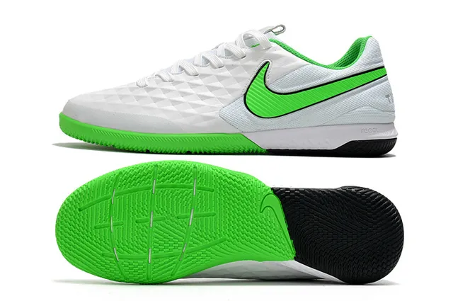 Nike Tiempo Legend Azul Verde Superior Acólchada en Diamante Panel Lateral Perforado Zapatos de Fútbol Indoor 13
