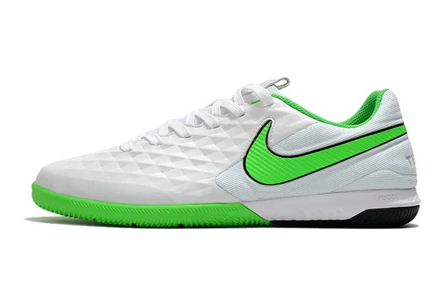Nike Tiempo Legend Azul Verde Superior Acólchada en Diamante Panel Lateral Perforado Zapatos de Fútbol Indoor 14