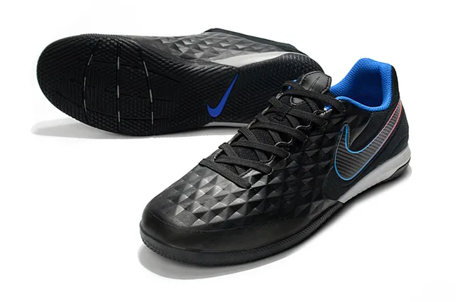 Nike Tiempo Legend Azul Verde Superior Acólchada en Diamante Panel Lateral Perforado Zapatos de Fútbol Indoor 17