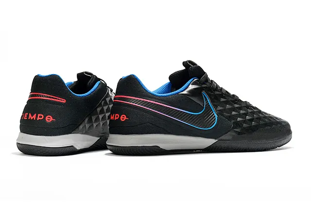 Nike Tiempo Legend Azul Verde Superior Acólchada en Diamante Panel Lateral Perforado Zapatos de Fútbol Indoor 18