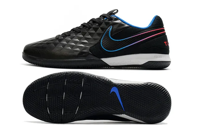 Nike Tiempo Legend Azul Verde Superior Acólchada en Diamante Panel Lateral Perforado Zapatos de Fútbol Indoor 20