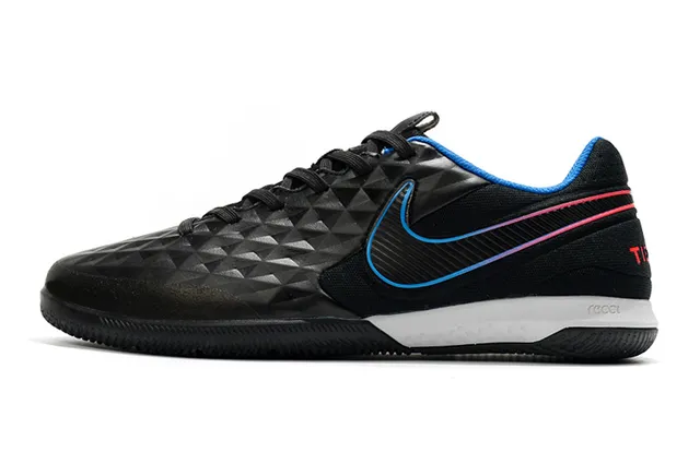 Nike Tiempo Legend Azul Verde Superior Acólchada en Diamante Panel Lateral Perforado Zapatos de Fútbol Indoor 21