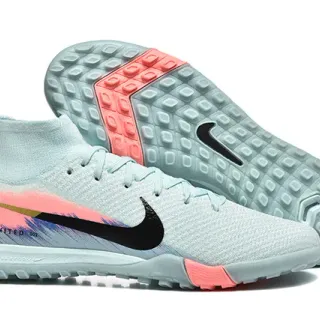 Nike United Blue Pink Knit Sock-Fit Upper Mid-Cut Collar Turf Soccer Shoes
