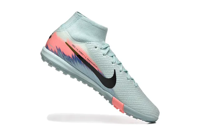 Nike United أحذية كرة القدم للعشب الأزرق الوردي مع جوارب نسيجية مع كولار مقطوع متوسط للجزء العلوي 3