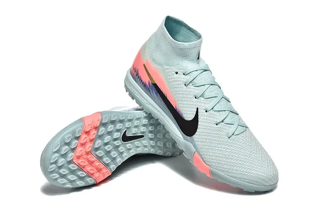 Nike United أحذية كرة القدم للعشب الأزرق الوردي مع جوارب نسيجية مع كولار مقطوع متوسط للجزء العلوي 7