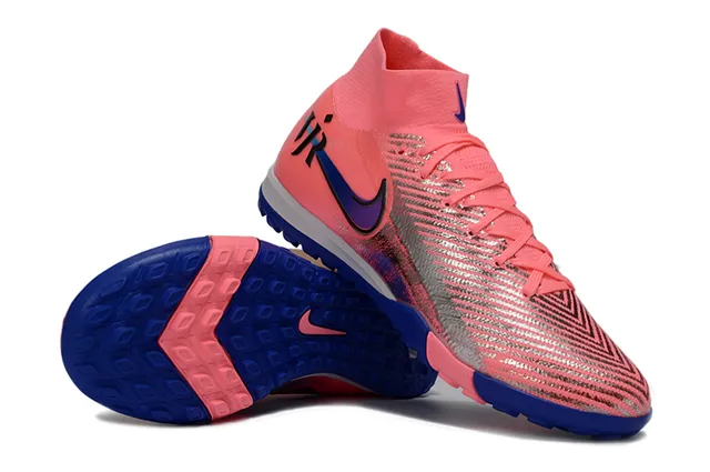 Nike Vapor 粉蓝 高帮领 Flyknit 鞋面 草地足球鞋 2