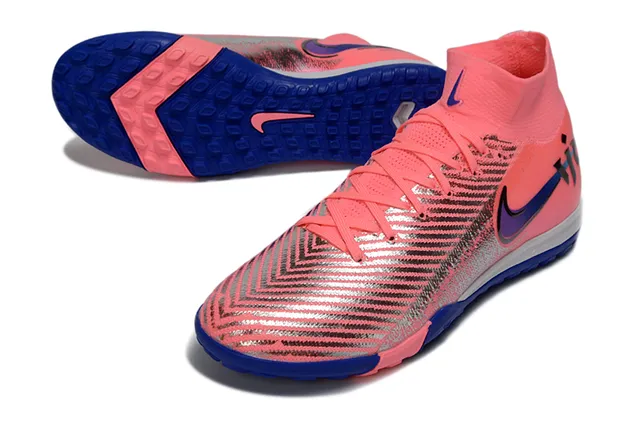 Nike Vapor 粉蓝 高帮领 Flyknit 鞋面 草地足球鞋 3