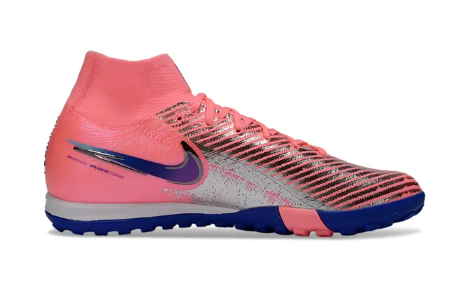 Nike Vapor 粉蓝 高帮领 Flyknit 鞋面 草地足球鞋 5