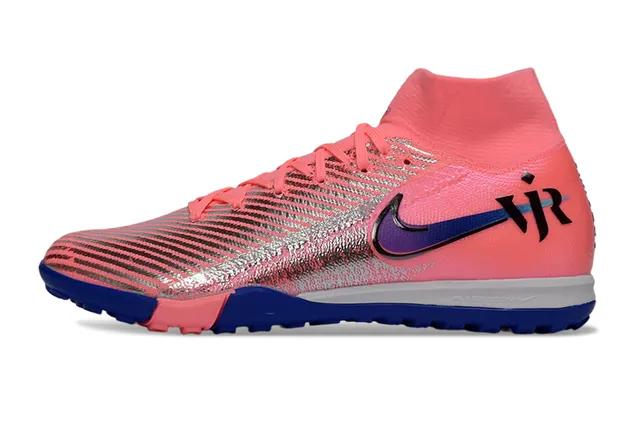 Nike Vapor 粉蓝 高帮领 Flyknit 鞋面 草地足球鞋 6