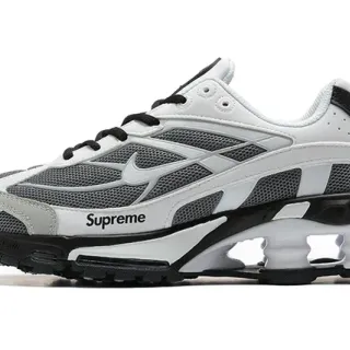 Nike أبيض أسود شبكة وتغطية صناعية أعمدة Shox مرئية أحذية رياضية أسلوب حياة