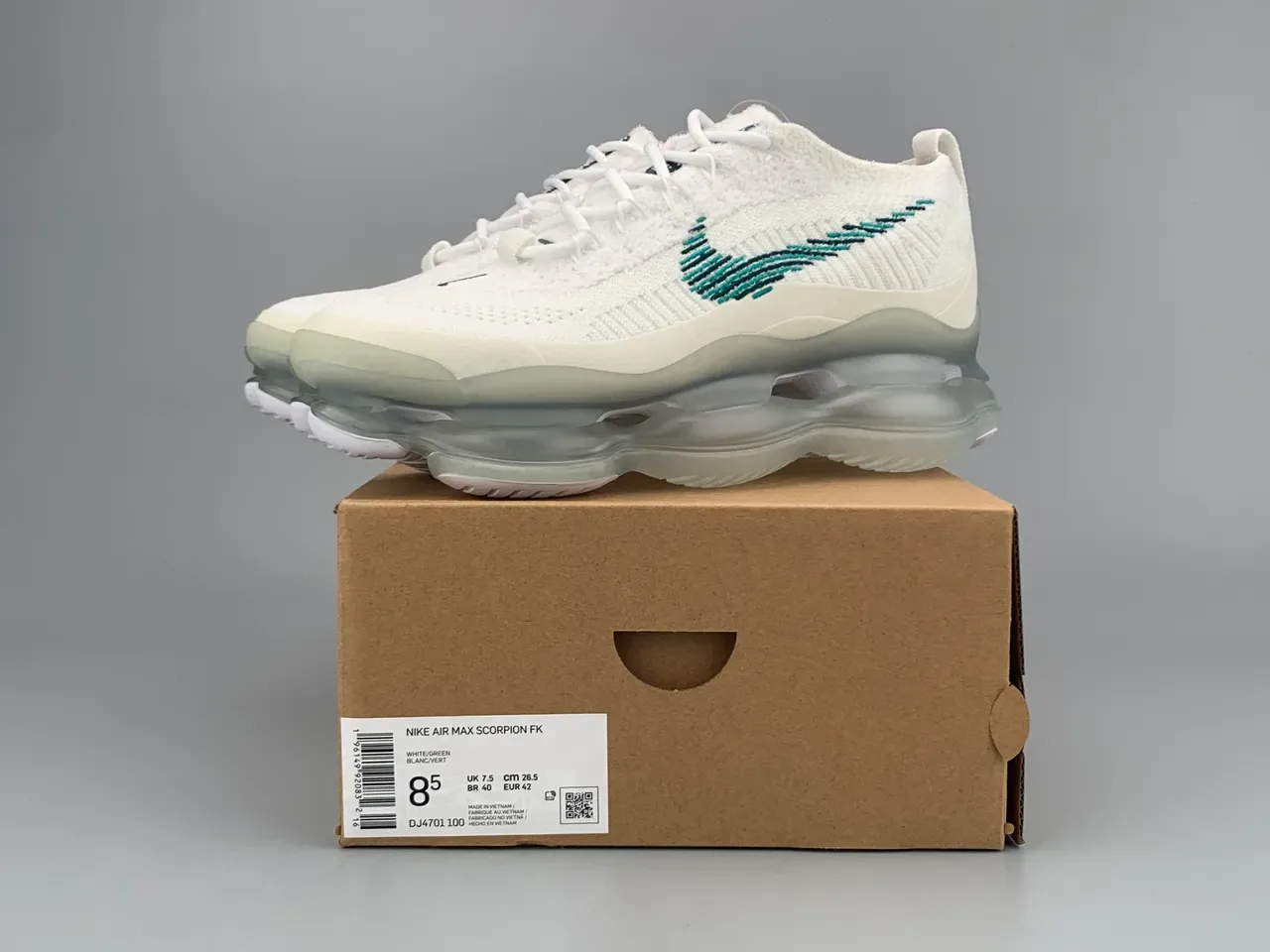 Nike Blanc Bleu Flyknit Upper Unité d'Air Visible Plein Longueur Lifestyle Sneakers 9