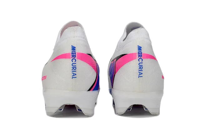Nike Blanc Bleu Flyknit Upper Coupe-Basse Col de Chaussette Sol Ferme Chaussures de Football 4
