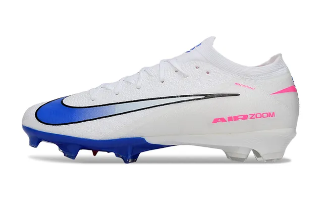 Nike Blanc Bleu Flyknit Upper Coupe-Basse Col de Chaussette Sol Ferme Chaussures de Football 8