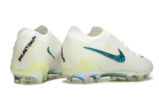 Nike Blanc Bleu Coupe Basse Tricot Supérieur Iridescent Facetté Swoosh Sol Ferme Chaussures de Football 5