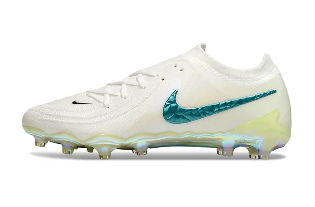 Nike Blanc Bleu Coupe Basse Tricot Supérieur Iridescent Facetté Swoosh Sol Ferme Chaussures de Football 7