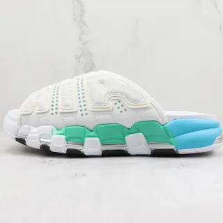 Nike 白色蓝色超大号 AIR Logo 穿孔皮革鞋面拖鞋