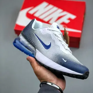 Nike أبيض أزرق مثقوب تدرج شبكة علوية كعب ظاهر Air Unit حذاء رياضي أسلوب حياة