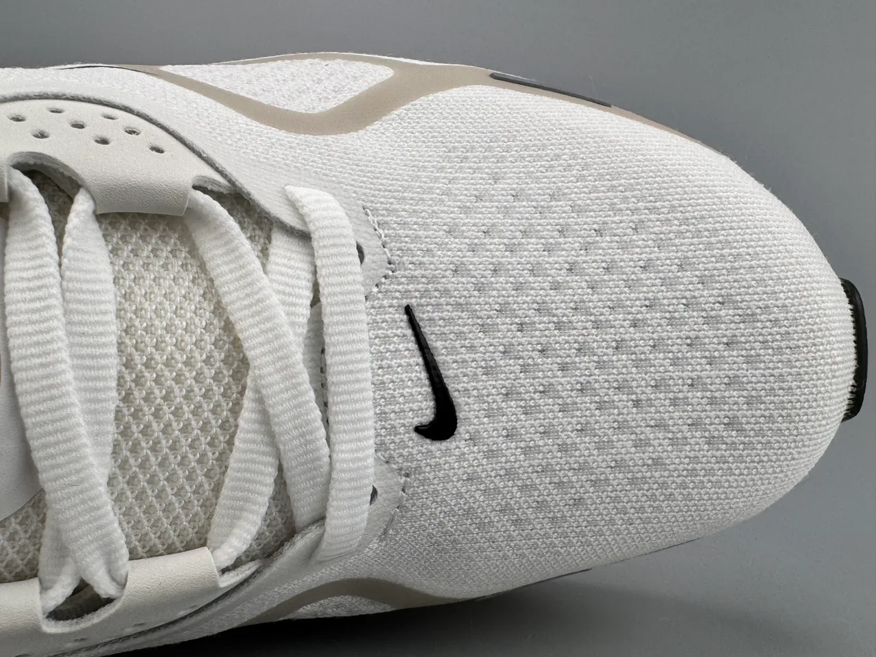 Nike White Gray Engineered Knit Upper Bold Black 'RUN' Graphic Running Shoes 2