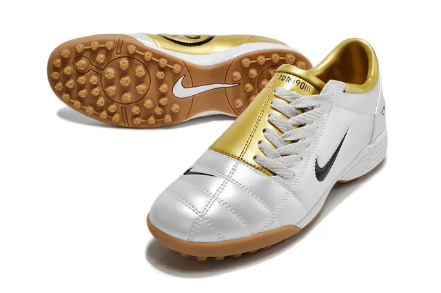 Nike Sapatos de futebol para relva branco e verde low-top acolchada sintética superior 4
