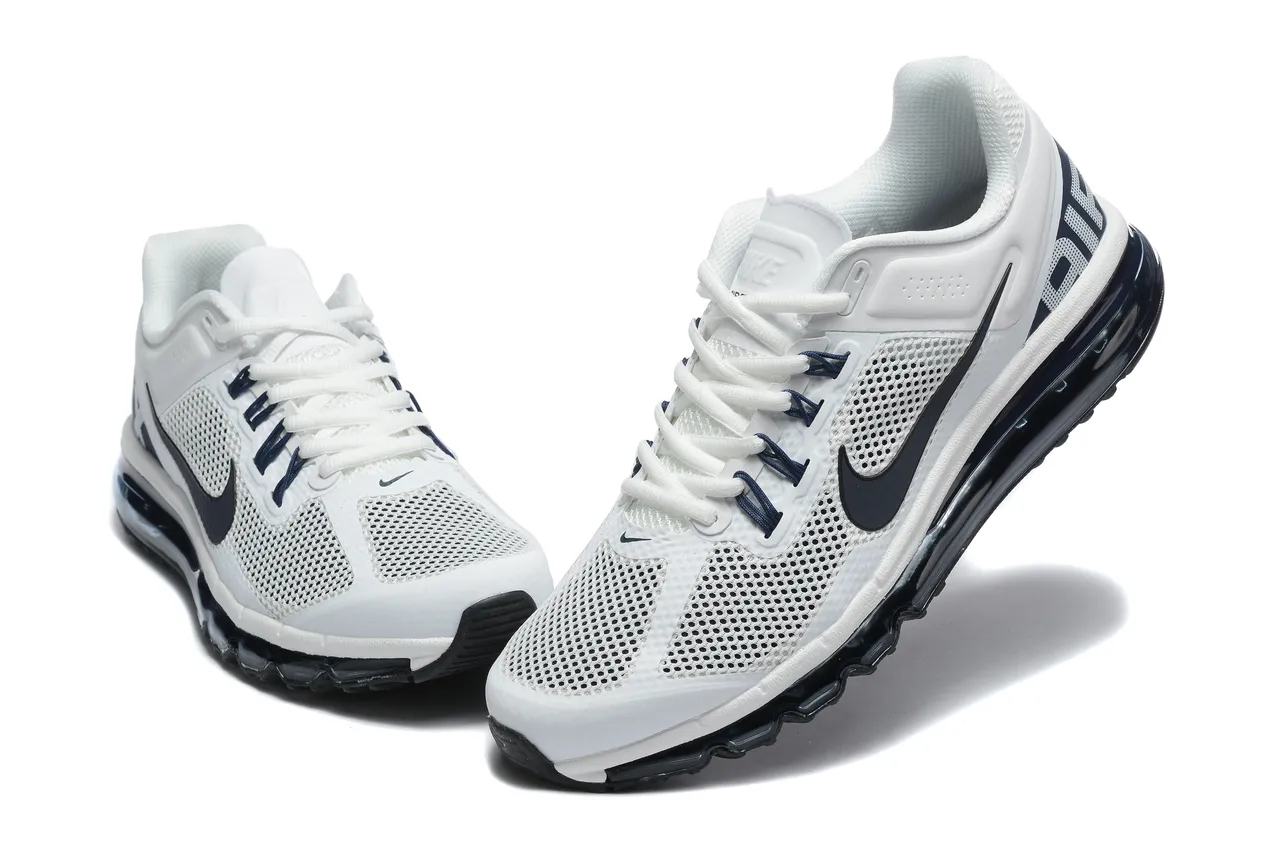 Nike Chaussures de course Blanc Marine Haut en maillage perforé Unité d'air visible pleine longueur 3