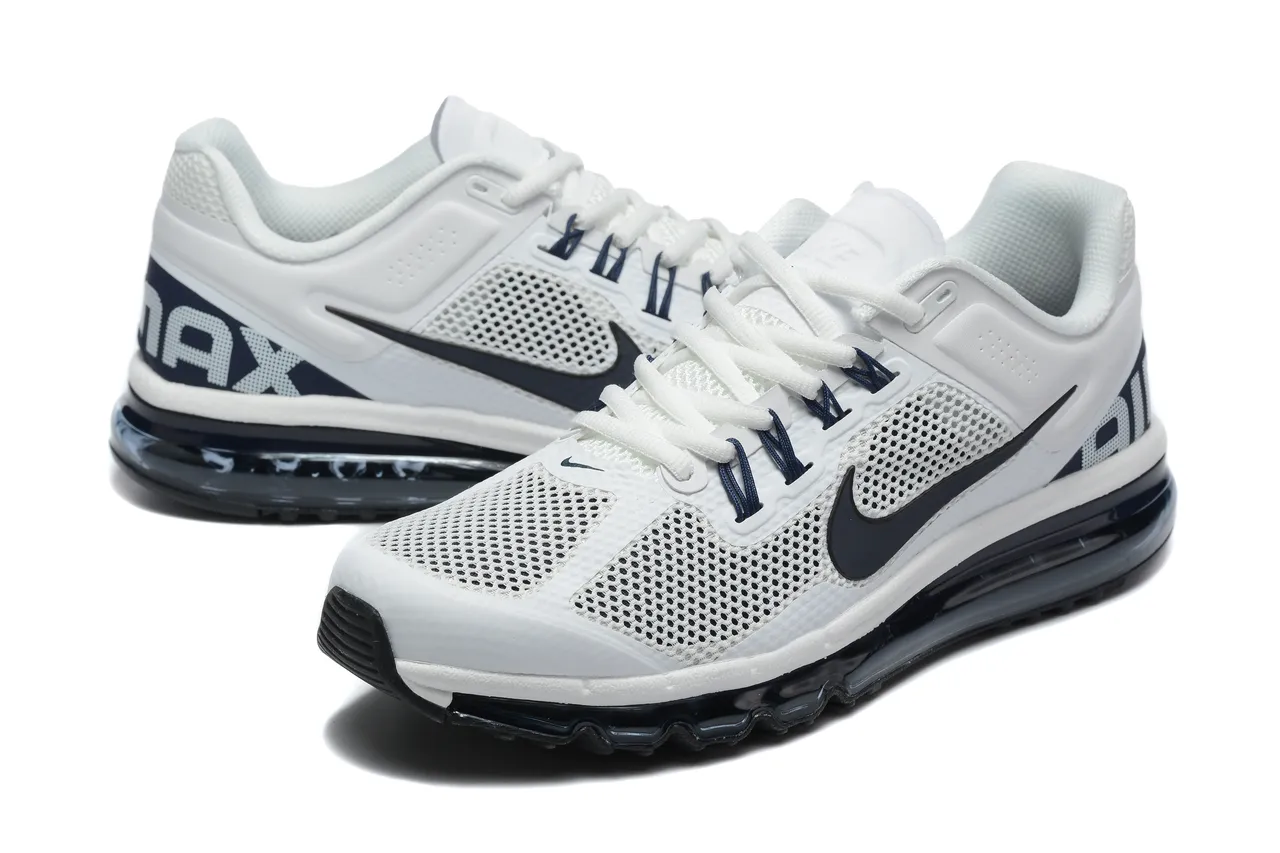 Nike Chaussures de course Blanc Marine Haut en maillage perforé Unité d'air visible pleine longueur 5