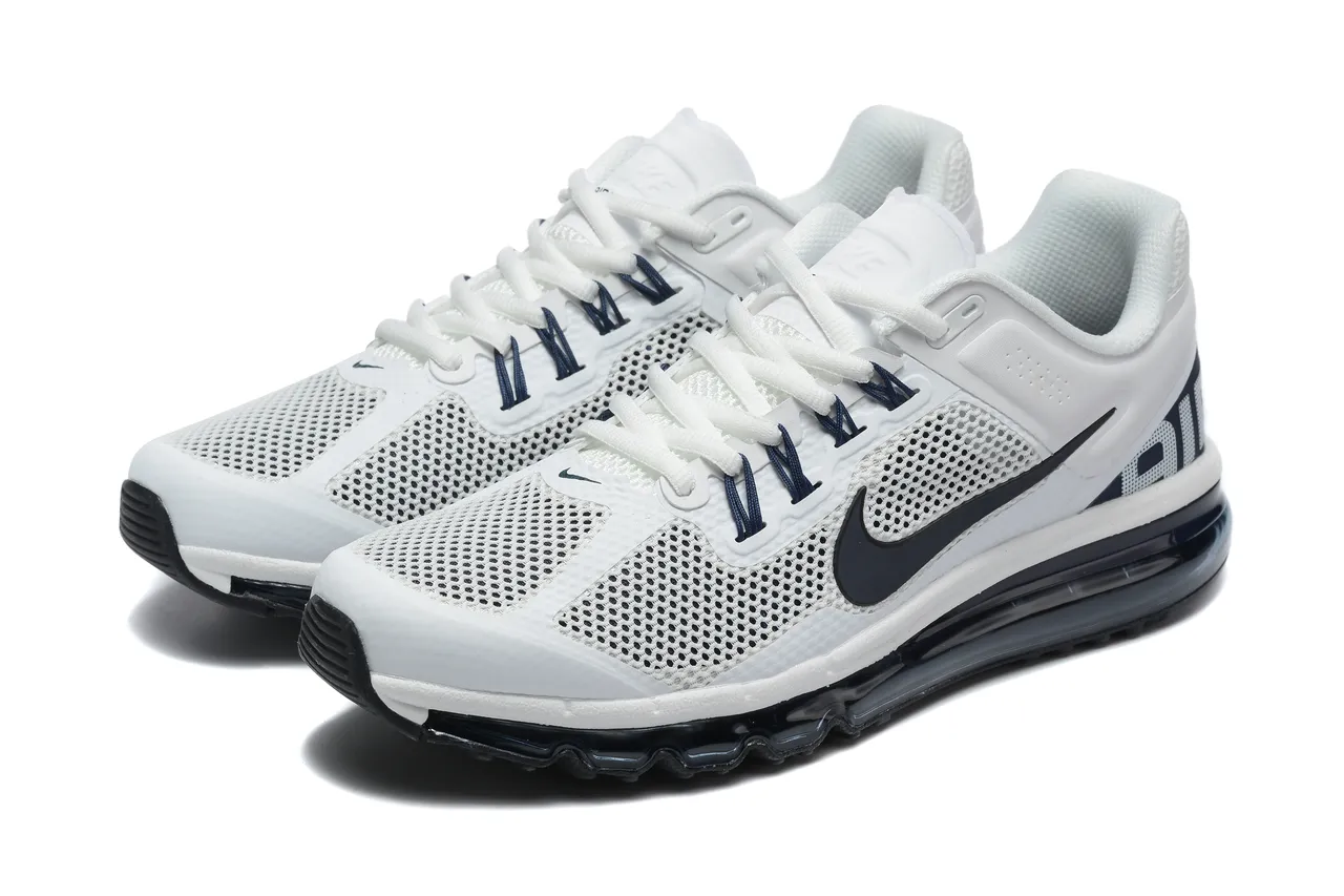 Nike Chaussures de course Blanc Marine Haut en maillage perforé Unité d'air visible pleine longueur 7