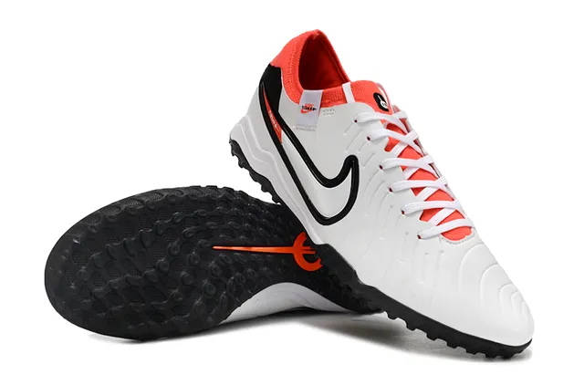 Nike White Orange Synthetic Upper Padded Collar Turf Soccer Shoes 4