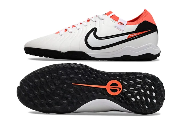 Nike White Orange Synthetic Upper Padded Collar Turf Soccer Shoes 6
