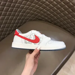 نيك أبيض أحمر low-top جلدي أعلى نمط حياة أحذية رياضية