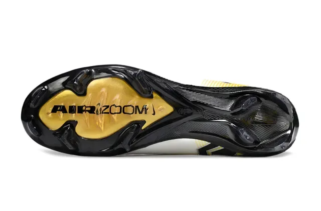 نيكي أحذية كرة القدم بيضاء صفراء high-cut sock-fit collar flyknit upper firm-ground 5