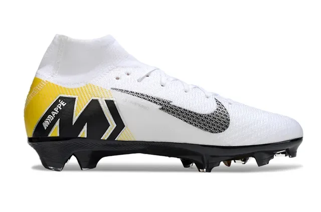 نيكي أحذية كرة القدم بيضاء صفراء high-cut sock-fit collar flyknit upper firm-ground 7