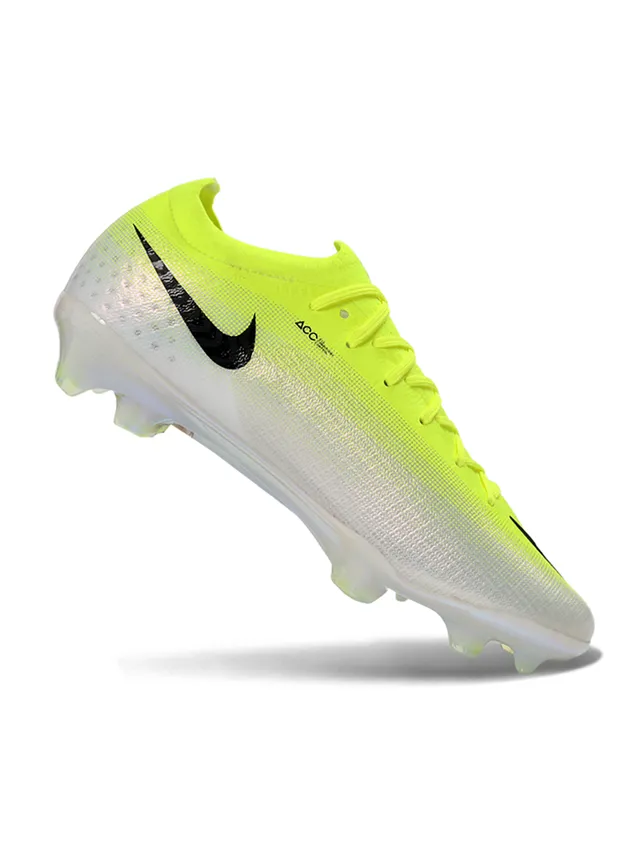 Nike Amarelo Preto Baixo Ajuste de meia Superior Iridescente Transparente Placa da sola Grama firme Sapatos de futebol 2